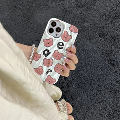 Teddy Bear Brown White Aesthetic Textured iPhone Soft Silicone Case