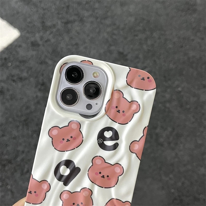 Teddy Bear Brown White Aesthetic Textured iPhone Soft Silicone Case