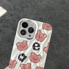 Teddy Bear Brown White Aesthetic Textured iPhone Soft Silicone Case