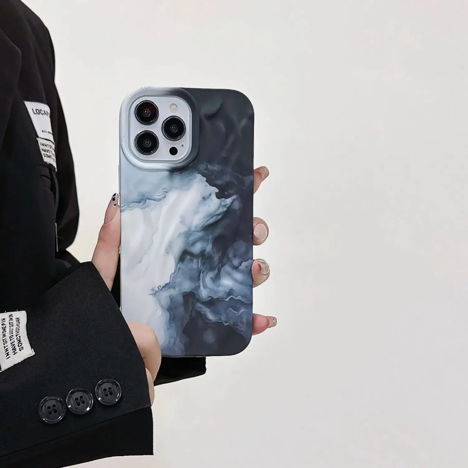 Black White Waves Aesthetic Textured iPhone Soft Silicone Case