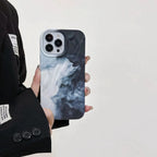Protective Apple iPhone Back Cover - Black White Waves Aesthetic Textured iPhone Soft Silicone Case - Style 2