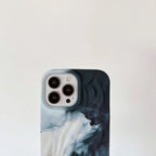 Protective Apple iPhone Back Cover - Black White Waves Aesthetic Textured iPhone Soft Silicone Case - Style 4