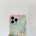 Protective Apple iPhone Back Cover - What A Day Aesthetic Textured iPhone Soft Silicone Case - Style 4