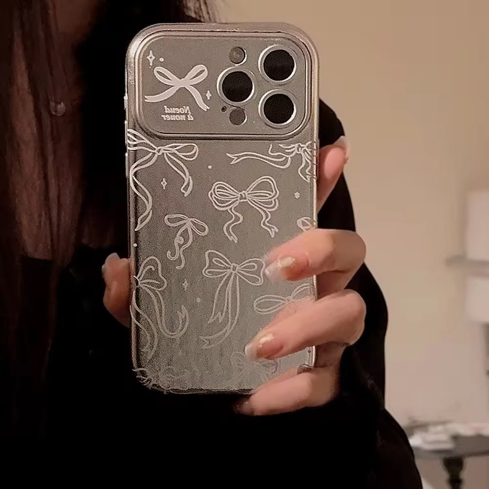 Protective Apple iPhone Back Cover - Korean Silver Bow Leather Plating iPhone Pre-Order Case