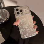 Protective Apple iPhone Back Cover - Korean Silver Bow Leather Plating iPhone Pre-Order Case - Style 2