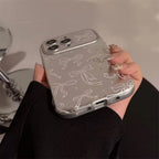 Protective Apple iPhone Back Cover - Korean Silver Bow Leather Plating iPhone Pre-Order Case - Style 5