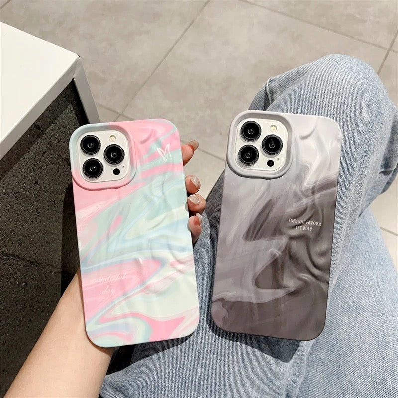 Protective Apple iPhone Back Cover - Pink Blue Shaded Aesthetic Textured iPhone Soft Silicone Case