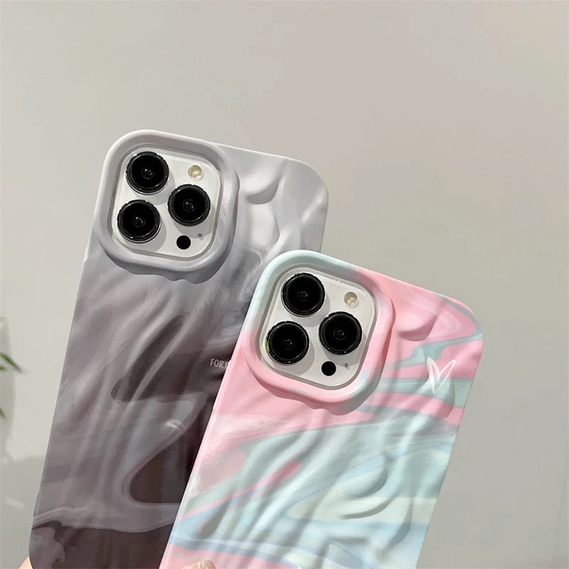 Protective Apple iPhone Back Cover - Pink Blue Shaded Aesthetic Textured iPhone Soft Silicone Case - Style 2