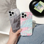 Protective Apple iPhone Back Cover - Pink Blue Shaded Aesthetic Textured iPhone Soft Silicone Case - Style 3