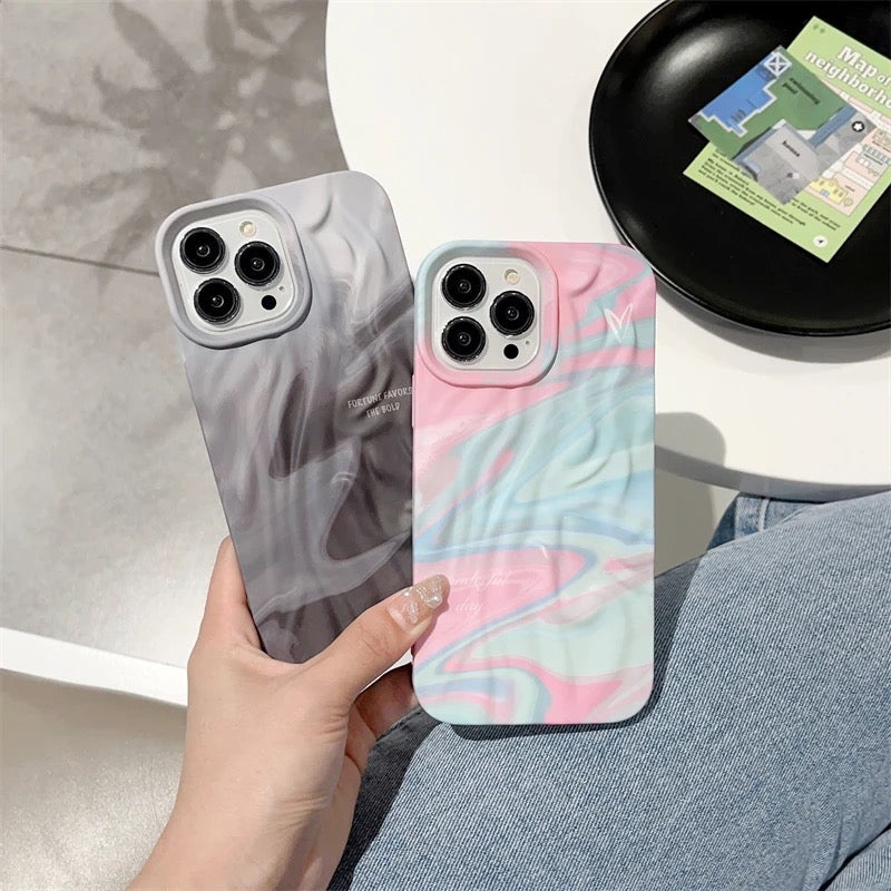 Protective Apple iPhone Back Cover - Pink Blue Shaded Aesthetic Textured iPhone Soft Silicone Case - Style 3