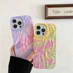 Protective Apple iPhone Back Cover - Purple Yellow Cute Aesthetic Textured iPhone Soft Silicone Case