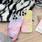 Protective Apple iPhone Back Cover - Purple Yellow Cute Aesthetic Textured iPhone Soft Silicone Case - Style 3