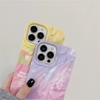 Protective Apple iPhone Back Cover - Purple Yellow Cute Aesthetic Textured iPhone Soft Silicone Case - Style 2