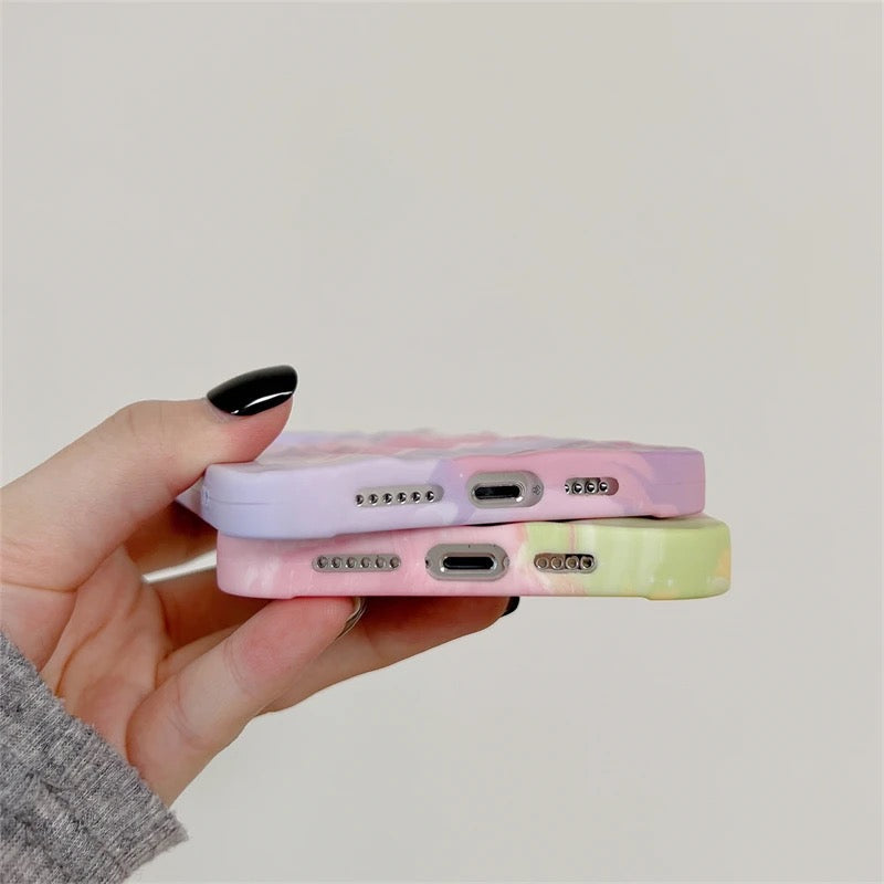 Purple Yellow Cute Aesthetic Textured iPhone Soft Silicone Case
