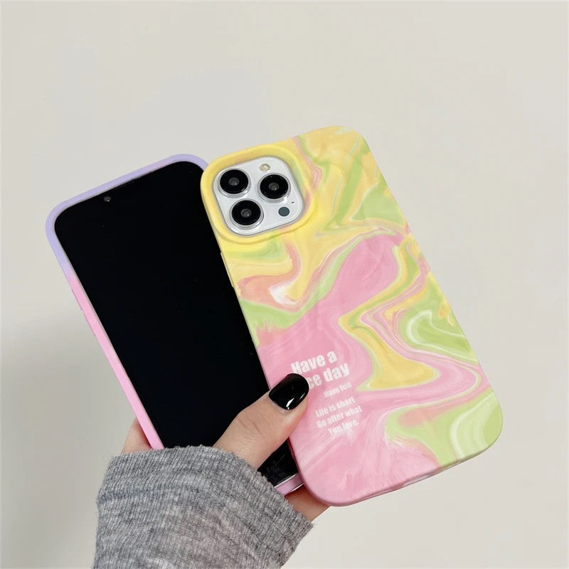 Protective Apple iPhone Back Cover - Purple Yellow Cute Aesthetic Textured iPhone Soft Silicone Case - Style 5