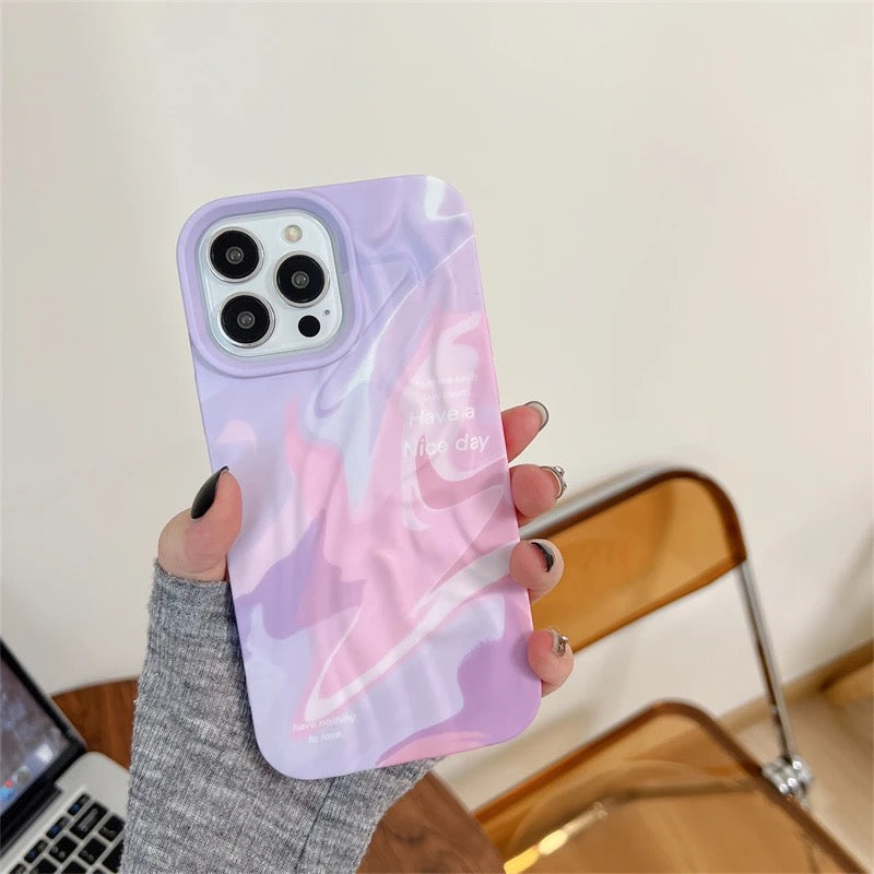Purple Yellow Cute Aesthetic Textured iPhone Soft Silicone Case