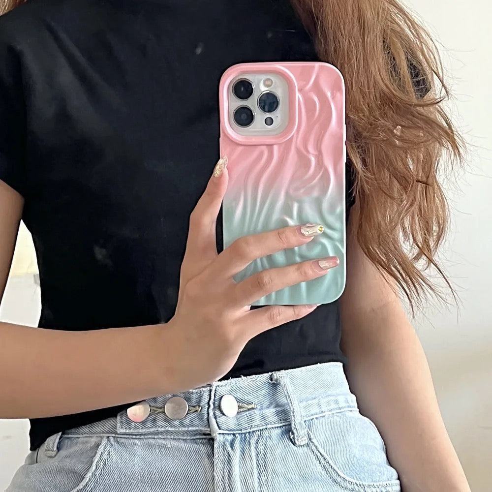 Protective Apple iPhone Back Cover - Dual Shaded Aesthetic Textured iPhone Soft Silicone Case - Style 2