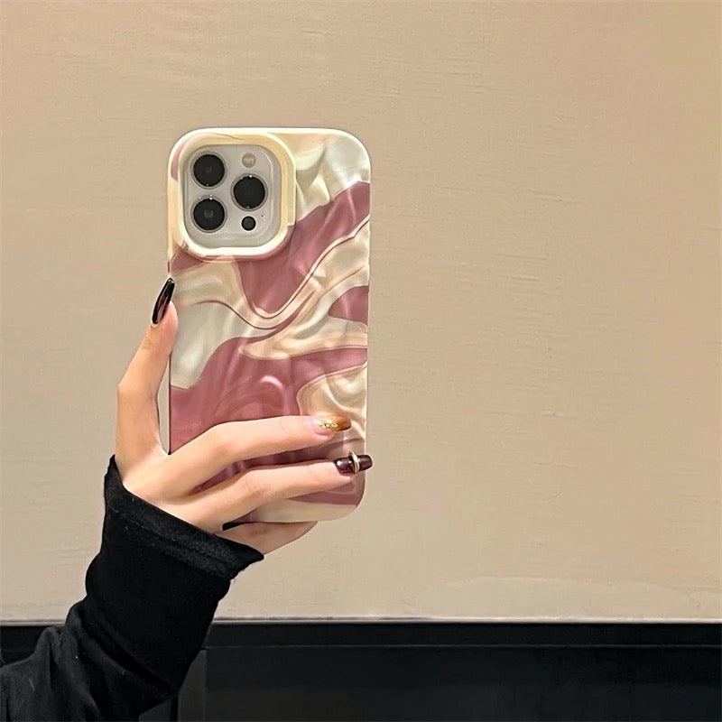 Brown Cream Aesthetic Textured iPhone Soft Silicone Case