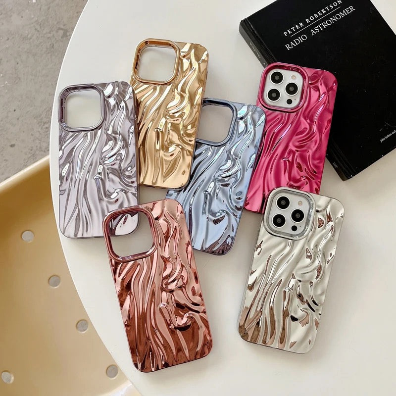Protective Apple iPhone Back Cover - Glossy Plated Color Aesthetic Textured iPhone Soft Silicone Case