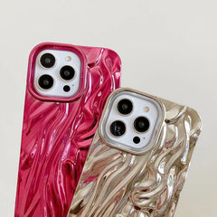Glossy Plated Color Aesthetic Textured iPhone Soft Silicone Case