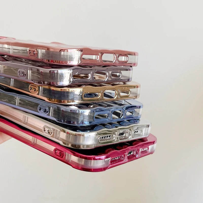 Glossy Plated Color Aesthetic Textured iPhone Soft Silicone Case