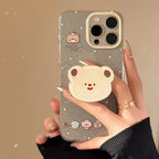 Protective Apple iPhone Back Cover - Cute Bling Glitter Transparent Bear Phone Holder iPhone Case - Style 3
