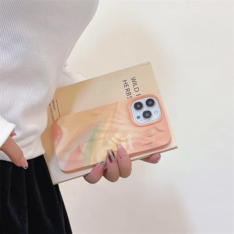 Protective Apple iPhone Back Cover - Peach Shaded Aesthetic Textured iPhone Soft Silicone Case - Style 6