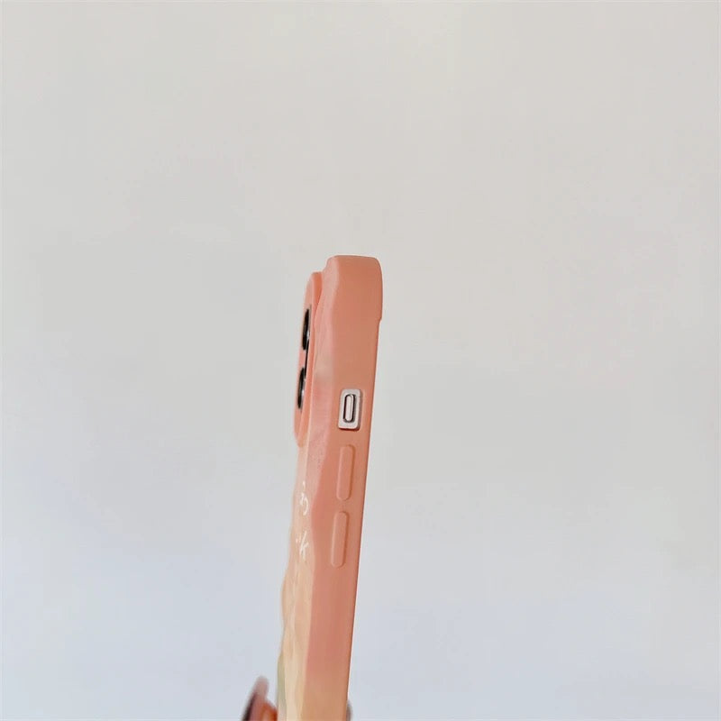 Protective Apple iPhone Back Cover - Peach Shaded Aesthetic Textured iPhone Soft Silicone Case - Style 5