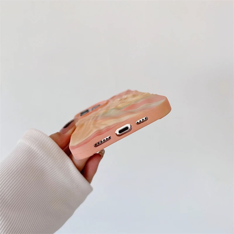 Protective Apple iPhone Back Cover - Peach Shaded Aesthetic Textured iPhone Soft Silicone Case - Style 4