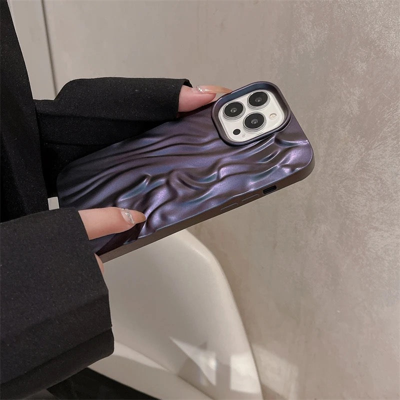 Protective Apple iPhone Back Cover - New Dark Purple Textured iPhone Silicone Case - Style 5