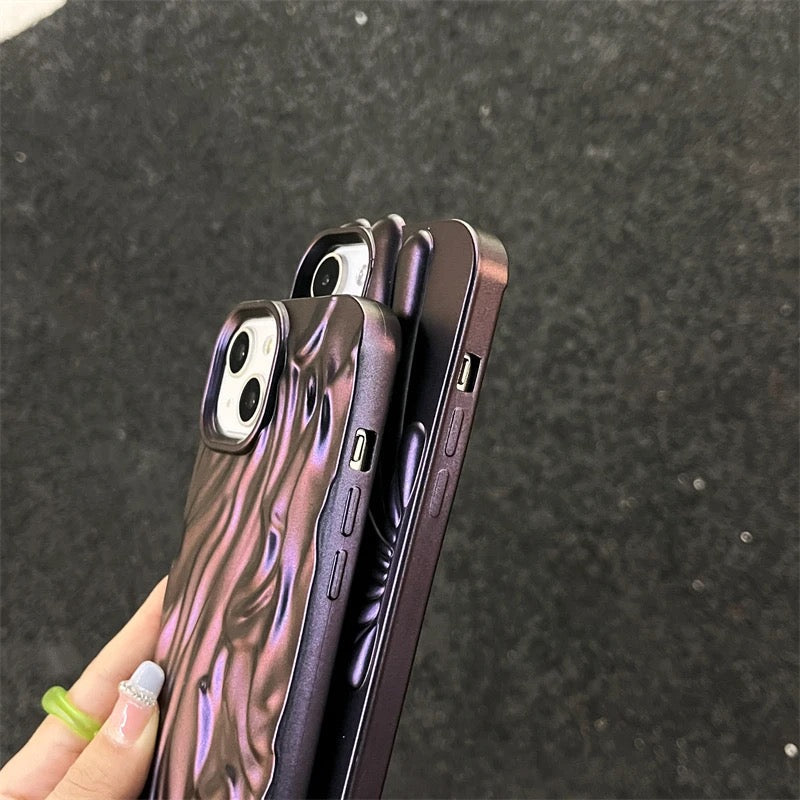 Protective Apple iPhone Back Cover - New Dark Purple Textured iPhone Silicone Case - Style 7