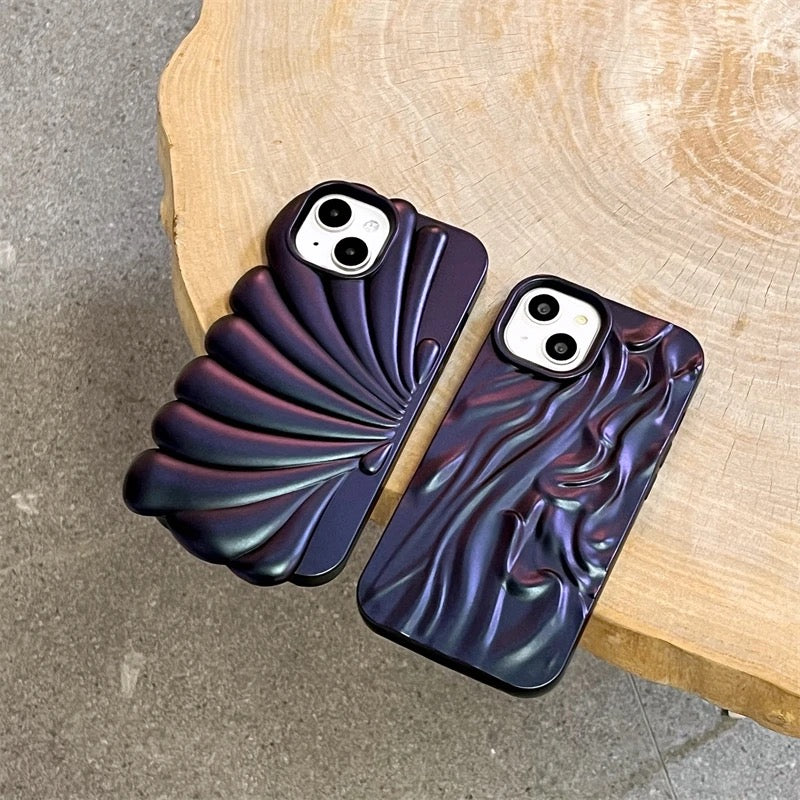 Protective Apple iPhone Back Cover - New Dark Purple Textured iPhone Silicone Case - Style 2