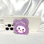 Fabric Fur Plush Purple 3D Gripper Phone Holder Bracket Mobile Case by CoverMeUp - Style 2