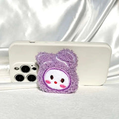 Fabric Fur Plush Purple 3D Gripper Phone Holder Bracket