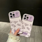 Protective Apple iPhone Back Cover - Cute Floral Flowers 3D White Soft Silicone iPhone Case With Fur Bracelet Sling - Style 3