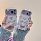 Protective Apple iPhone Back Cover - Cute Floral Flowers 3D White Soft Silicone iPhone Case With Fur Bracelet Sling - Style 7