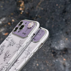 Protective Apple iPhone Back Cover - Cute Floral Flowers 3D White Soft Silicone iPhone Case With Fur Bracelet Sling - Style 4