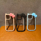 Protective Apple iPhone Back Cover - 3D Bow Cat Ear Cute Clear Transparent Rubber Bumper iPhone Case