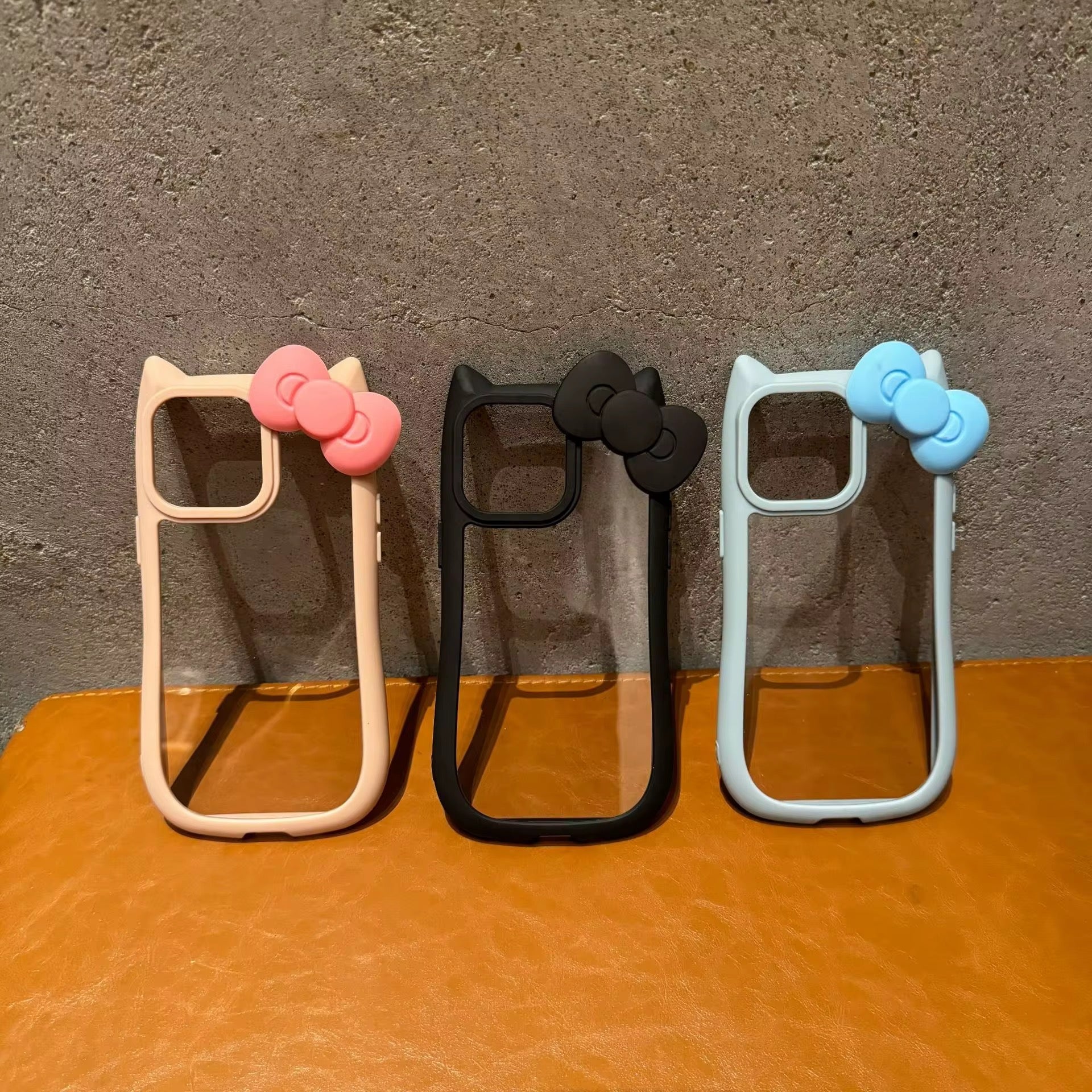 Protective Apple iPhone Back Cover - 3D Bow Cat Ear Cute Clear Transparent Rubber Bumper iPhone Case