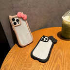 Protective Apple iPhone Back Cover - 3D Bow Cat Ear Cute Clear Transparent Rubber Bumper iPhone Case - Style 2