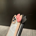 Protective Apple iPhone Back Cover - 3D Bow Cat Ear Cute Clear Transparent Rubber Bumper iPhone Case - Style 8