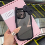 Protective Apple iPhone Back Cover - 3D Bow Cat Ear Cute Clear Transparent Rubber Bumper iPhone Case - Style 4