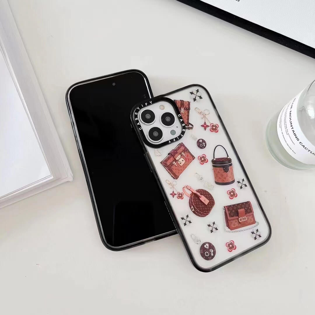 Luxury Branded Bags Design Transparent Case for iPhone 14 Pro Max