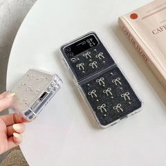 Samsung 3D Glitter Silver Bow Transparent Z Flip & Fold Case