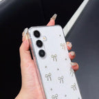 Samsung 3D Glitter Silver Bow Transparent S series Case Mobile Case by CoverMeUp - Style 7