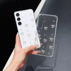Samsung 3D Glitter Silver Bow Transparent S series Case Mobile Case by CoverMeUp - Style 4