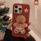Protective Apple iPhone Back Cover - Cookie Man Gingerbread Liquid Phone Holder Christmas iPhone Rubber Silicone Case - Style 4