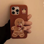 Protective Apple iPhone Back Cover - Cookie Man Gingerbread Liquid Phone Holder Christmas iPhone Rubber Silicone Case - Style 2