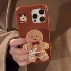 Protective Apple iPhone Back Cover - Cookie Man Gingerbread Liquid Phone Holder Christmas iPhone Rubber Silicone Case - Style 3