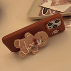 Protective Apple iPhone Back Cover - Cookie Man Gingerbread Liquid Phone Holder Christmas iPhone Rubber Silicone Case - Style 7